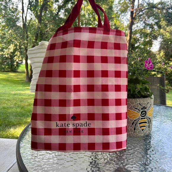 NWOT-Kate Spade Red and White Checkered Tote - Picture 2 of 6